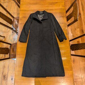 LL Collezioni Italia 100% Cashmere Long Jacket Womens 10 Black Trench Pea Coat